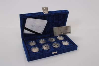 Lot 492 - G.B. - Royal Mint silver proof one pound eight coin pattern collection 2003-2004 (N.B. Bridges and Heraldic Beasts) (cased with certificate of authenticity) (1 coin set)