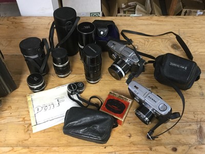 Lot 2368 - Olympus Pen FV, Pen FT, and Pen cameras, together with lenses and accessories
