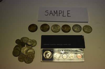 Lot 536 - World - Mixed coinage to include United States 'Morgan' silver Dollars x 6