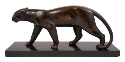 Lot 796 - Emile Louis Bracquemond (1889-1970): Art Deco bronze of a panther, signed to base, with foundry mark