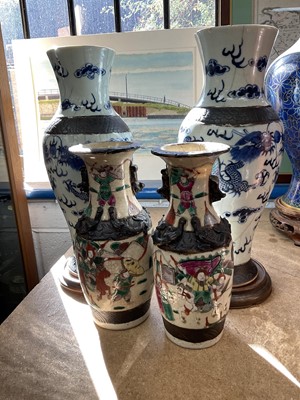 Lot 223 - Two pairs of Chinese crackle ware vases