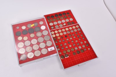 Lot 492 - World - Mixed coinage contained in three Lindner stackers trays
