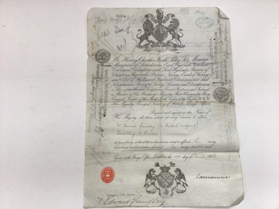 Lot 1463 - Interesting selection of 18th, 19th and 20th century ephemera to include an Edwardian passport for Russia, Theatre Royal poster, 1930s private printing short stories, engravings, Victorian novelty...