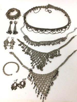 Lot 268 - Eastern white metal belt and other eastern jewellery