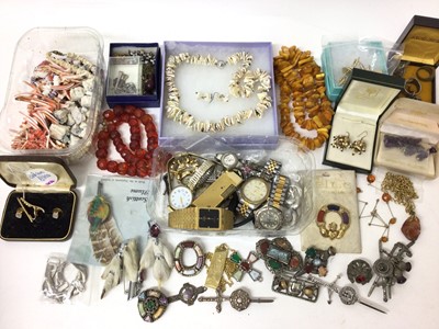 Lot 271 - Amber bead necklace and lot sundry jewellery
