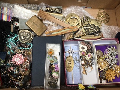 Lot 274 - Silver stamp ingot in case, together with selection of costume jewellery, watches and sundries.