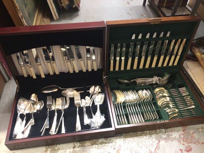 Lot 352 - Two canteens of silver plated cutlery, plated fish cutlery and other silver plated items