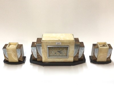Lot 2453 - Art Deco marble clock garniture