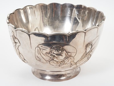 Lot 212 - Early 20th century Japanese silver bowl of typical double skin form