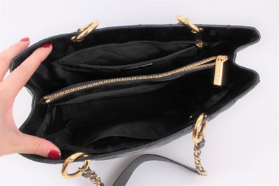 Lot 2050 - Chanel black caviar quilted leather large shopping tote handbag.