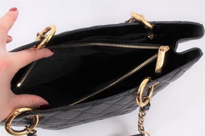 Lot 2050 - Chanel black caviar quilted leather large shopping tote handbag.