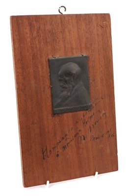 Lot 712 - Naum Lvovic Aronson (1872-1943) relief bronze plaque of Tolstoy, signed by the 
artist.