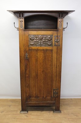 Lot 1301 - Fine Arts and Crafts oak hall wardrobe