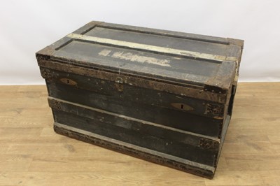 Lot 1310 - Victorian stained pine and metal bound trunk