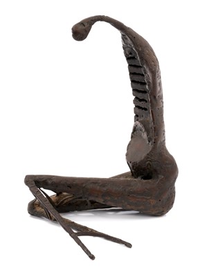 Lot 1006 - Manner of Kennith Armitage, bronze reclining figure, unsigned