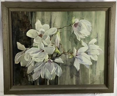 Lot 81 - Honor Sterndale-Bennett watercolour - Magnolias, signed, 65cm x 53cm in glazed frame