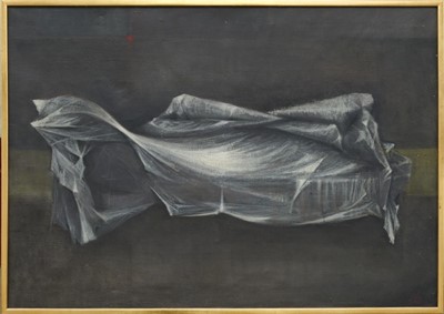 Lot 1168 - Peter Rose Pulham (1910-1956) oil on canvas - Le Lit Défait, bearing label verso for The Hanover Gallery