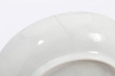 Lot 6 - A Worcester blue and white tea bowl and saucer, circa 1757-80, painted with the Mansfield pattern, crescent marks, the saucer measuring 10.75cm diameter