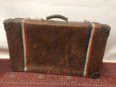 Lot 2110 - Vintage brown leather suitcase 'E.F.T. XIII HUSSARS'