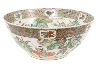 Lot 115 - Large late 19th century Chinese Famille Verte porcelain punch bowl