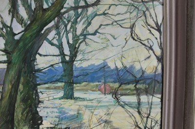 Lot 949 - Anthony Atkinson (1929-2014) oil on canvas - "Winter at Horkesley", signed, 62cm x 51cm, framed