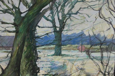 Lot 949 - Anthony Atkinson (1929-2014) oil on canvas - "Winter at Horkesley", signed, 62cm x 51cm, framed