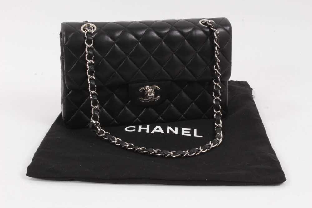 Lot 2051 - Chanel black quilted calfskin leather flap handbag with silver tone hardware