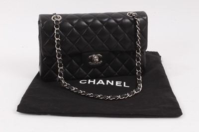 Lot 2051 - Chanel black quilted calfskin leather flap handbag with silver tone hardware