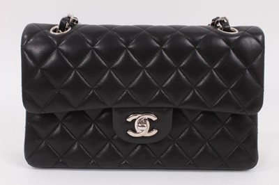 Lot 2051 - Chanel black quilted calfskin leather flap handbag with silver tone hardware