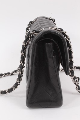 Lot 2051 - Chanel black quilted calfskin leather flap handbag with silver tone hardware
