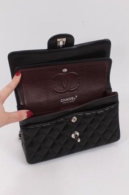 Lot 2051 - Chanel black quilted calfskin leather flap handbag with silver tone hardware