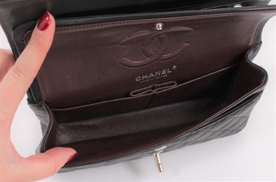 Lot 2051 - Chanel black quilted calfskin leather flap handbag with silver tone hardware