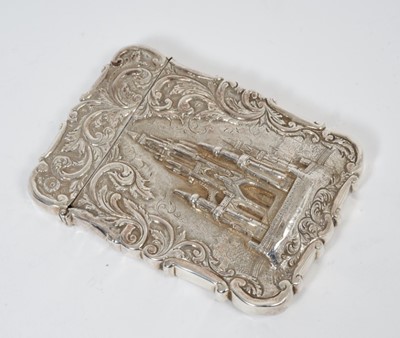 Lot 290 - Victorian castle top card case, The Scott Memorial.