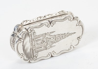 Lot 523 - Victorian silver castle top vinaigrette of shaped oval form,The Scott Memorial.