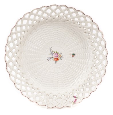 Lot 357 - A Chelsea basket moulded round plate, circa 1755