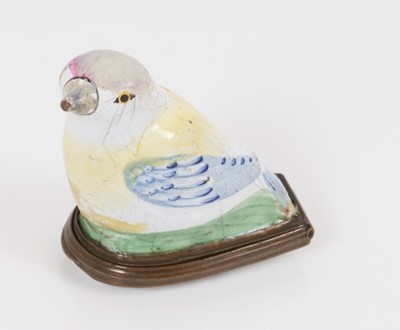 Lot 787 - South Staffordshire enamel bird shaped bonbonnière, circa 1780