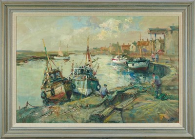 Lot 1047 - Jack Cox (1914-2007) oil on board - Wells Harbour, signed, 50cm x 75cm, framed
