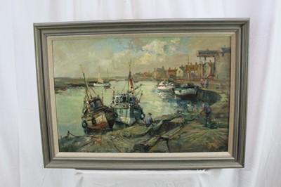 Lot 1047 - Jack Cox (1914-2007) oil on board - Wells Harbour, signed, 50cm x 75cm, framed