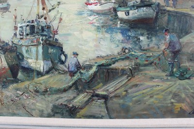 Lot 1047 - Jack Cox (1914-2007) oil on board - Wells Harbour, signed, 50cm x 75cm, framed