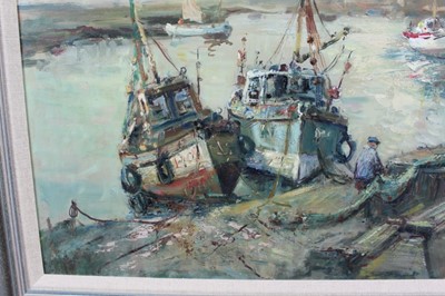 Lot 1047 - Jack Cox (1914-2007) oil on board - Wells Harbour, signed, 50cm x 75cm, framed
