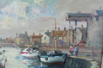 Lot 1047 - Jack Cox (1914-2007) oil on board - Wells Harbour, signed, 50cm x 75cm, framed