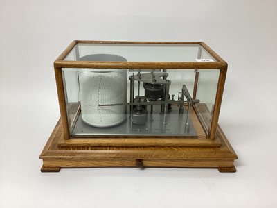 Lot 1416 - Good quality Negretti and Zambra oak cased micro-barograph