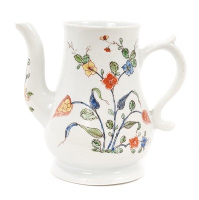 Lot 78 - A very rare early Worcester small baluster shaped coffee pot, painted in Chinese style, circa 1752-53