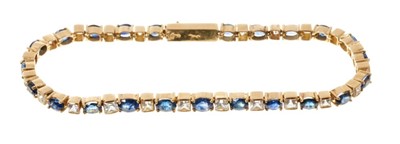 Lot 448 - 14ct gold sapphire bracelet