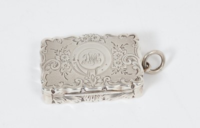 Lot 252 - Victorian silver vinaigrette of shaped rectangular form, with foliate decoration