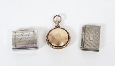 Lot 258 - George III silver vinaigrette in the form of a purse or hand bag,and two others.