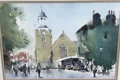 Lot 212 - Andrew Gemmill, contemporary, watercolour - Market Day, Lymington, signed, in glazed frame 
Provenance: Geedon Gallery