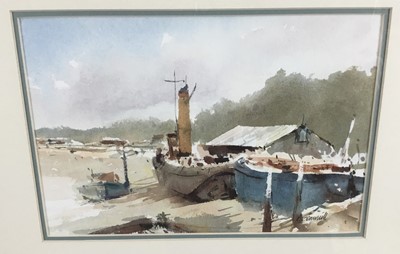Lot 213 - Andrew Gemmill, contemporary, watercolour - The Old Tug, Maldon, signed, in glazed frame 
Provenance: Geedon Gallery