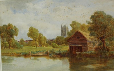 Lot 954 - Thomas Pyne (1843-1935) watercolour - Dedham river landscape, signed 
and dated 1902, in glazed gilt frame