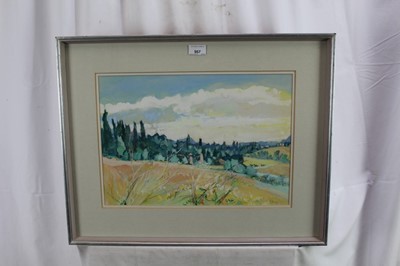 Lot 957 - Anthony Atkinson (1929-2014) gouache - Provençal Landscape near Le Pöet- Célard, signed, in glazed frame